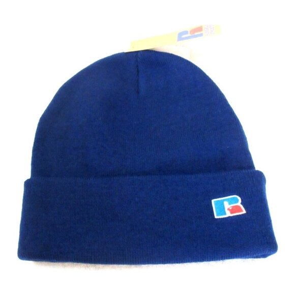 Russell Athletic Men's Classic Cuff Logo Beanie Hat Navy Blue OSFA NWT Free Ship - Picture 2 of 3